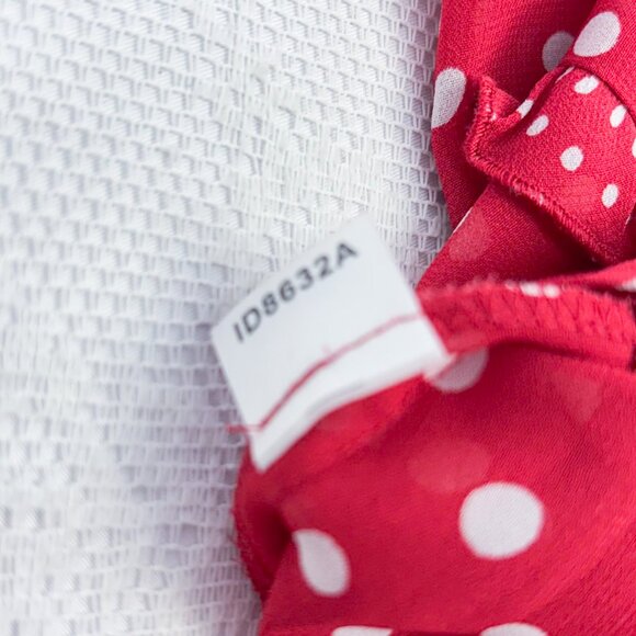 Ann Taylor LOFT Flirty Blouse Polkadot Red Business Casual Button Down Lady Bug - Picture 6 of 9